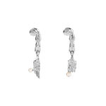 Paola Vilas mini surrealist fork and knife earring in sterling silver with natural pearls