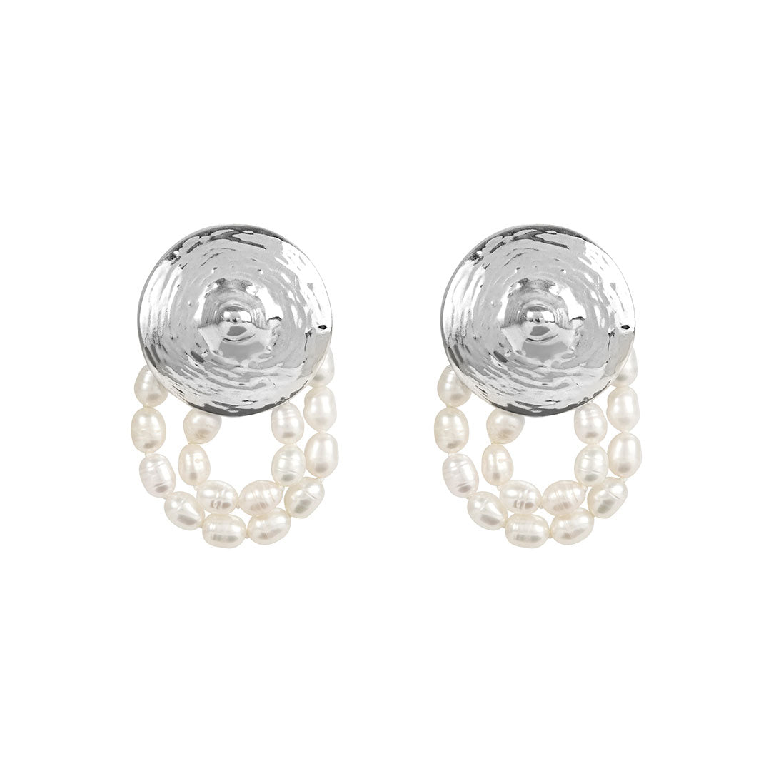Paola Vilas sterling silver nipple earring with strands of natural pearls
