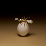 Large ant pendant and brooch in sterling silver with 18k gold plating and baroque pearl