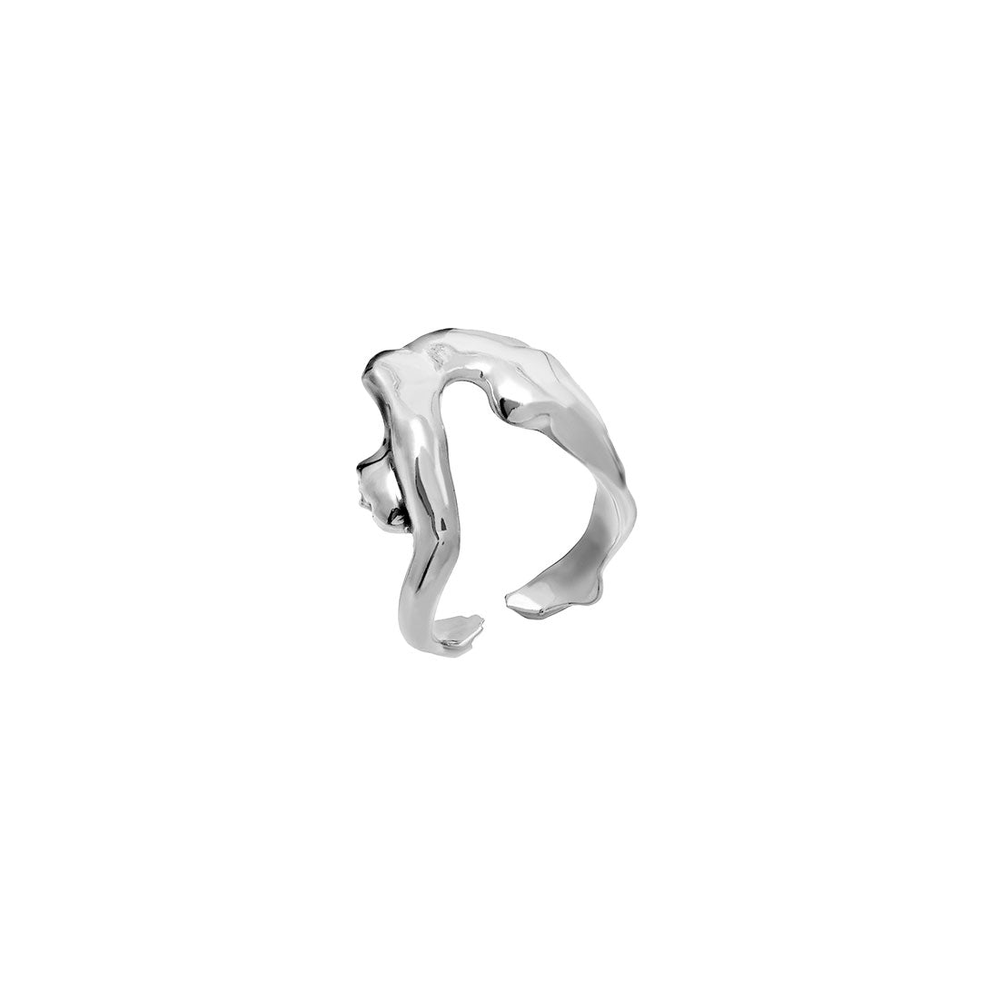 Sterling silver ring of a melted female body
