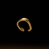 Surrealist finger ring in sterling silver with 18k gold plating and engraved fingerprint