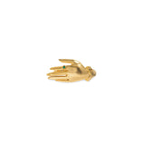 Hand ring in sterling silver with 18k gold plating adorned with an emerald