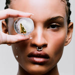 Model wearing a clip-on piercing in sterling silver of a female body