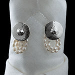 Sterling silver nipple earring with strands of natural pearls