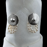 Sterling silver nipple earring with strands of natural pearls