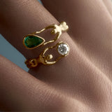 Nós Emerald and Diamond Ring in 18k Gold