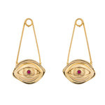 Paola Vilas, earrings, gold, ruby, eye, eyes, Felini, jewel, jewelry